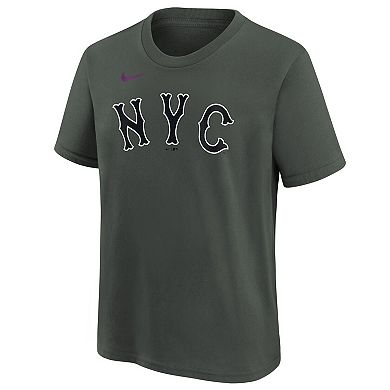 Youth Nike Francisco Lindor Charcoal New York Mets 2024 City Connect Name & Number T-Shirt