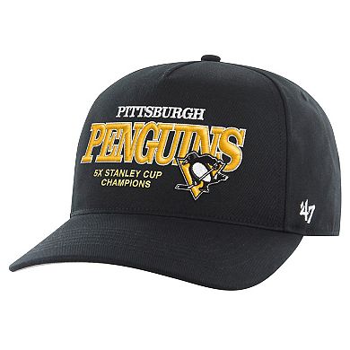 Men's '47 Black Pittsburgh Penguins 5X Stanley Cup Champions Penalty Box Hitch Adjustable Hat