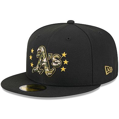 Men's New Era  Black Oakland Athletics 2024 Armed Forces Day On-Field 59FIFTY Fitted Hat