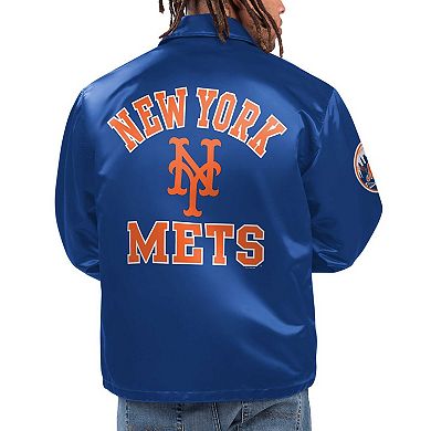 Men's Starter Royal New York Mets Option Route Satin Full-Snap Jacket