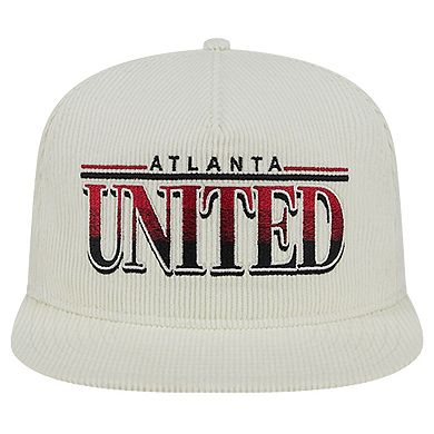 Men's New Era White Atlanta United FC Throwback Corduroy Golfer Adjustable Hat