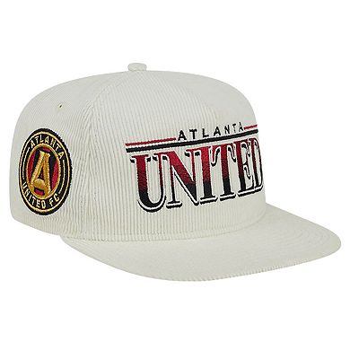 Men's New Era White Atlanta United FC Throwback Corduroy Golfer Adjustable Hat