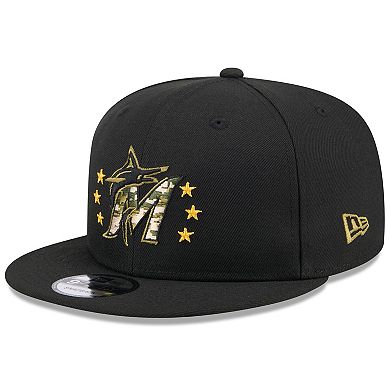 Men's New Era  Black Miami Marlins 2024 Armed Forces Day 9FIFTY Snapback Hat