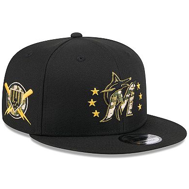 Men's New Era  Black Miami Marlins 2024 Armed Forces Day 9FIFTY Snapback Hat