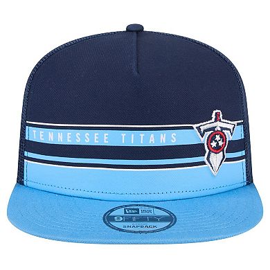 Men's New Era Navy/Light Blue Tennessee Titans Half Stripe Trucker 9FIFTY Snapback Hat