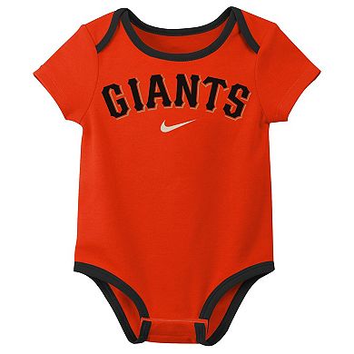 Newborn Nike San Francisco Giants Three-Pack Bodysuit Set