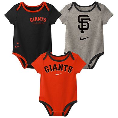 Newborn Nike San Francisco Giants Three-Pack Bodysuit Set