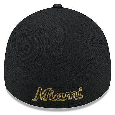 Men's New Era  Black Miami Marlins 2024 Armed Forces Day 39THIRTY Flex Hat