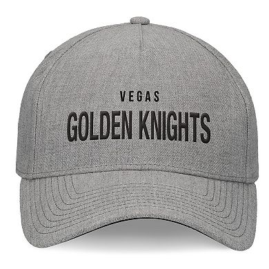 Men's Fanatics Signature Heather Gray Vegas Golden Knights Elements A-Frame Leather Strapback Hat