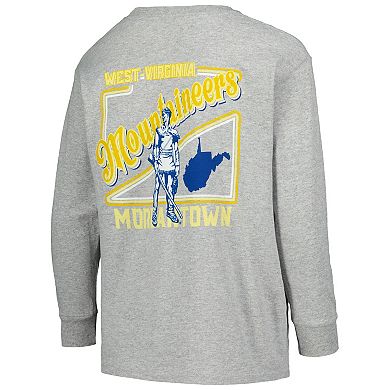 Youth Gray West Virginia Mountaineers Retro Script Long Sleeve T-Shirt