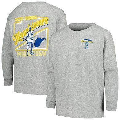 Youth Gray West Virginia Mountaineers Retro Script Long Sleeve T-Shirt