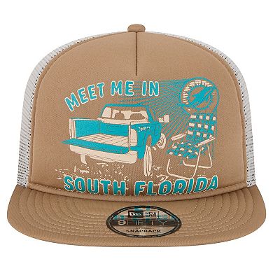 Men's New Era Tan Miami Dolphins Meet Me 9FIFTY Snapback Hat