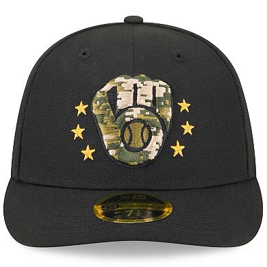 Men's New Era  Black Milwaukee Brewers 2024 Armed Forces Day Low Profile 59FIFTY Fitted Hat