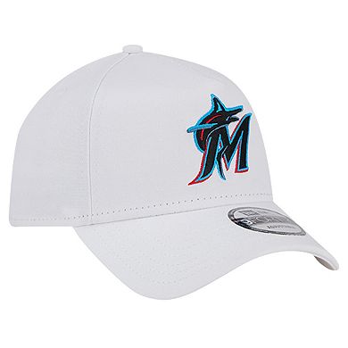 Men's New Era White Miami Marlins TC A-Frame 9FORTY Adjustable Hat