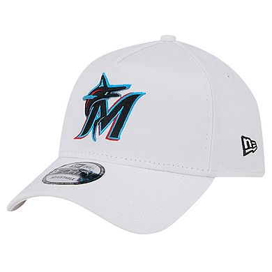 Men's New Era White Miami Marlins TC A-Frame 9FORTY Adjustable Hat