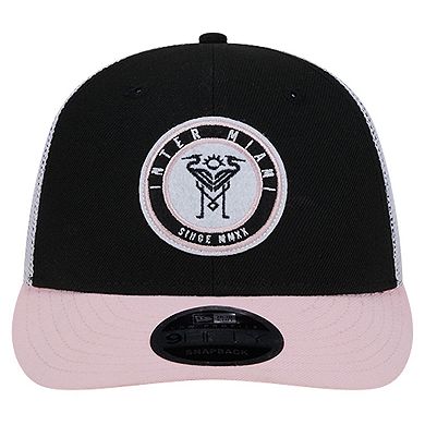Men's New Era Black Inter Miami CF Throwback Trucker Low Profile 9FIFTY Snapback Hat