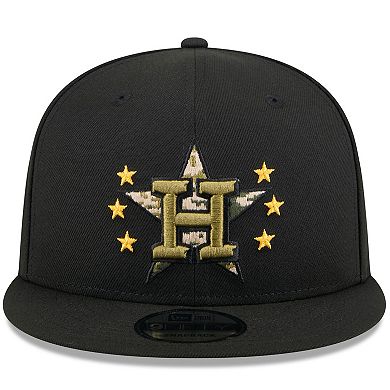 Men's New Era  Black Houston Astros 2024 Armed Forces Day 9FIFTY Snapback Hat