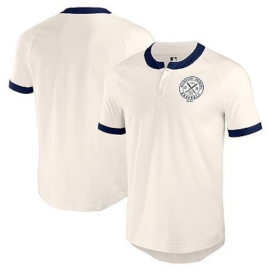 Men's Darius Rucker Collection by Fanatics White Milwaukee Brewers Henley Raglan T-Shirt