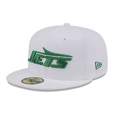 Men's New Era White New York Jets Wordmark Omaha 59FIFTY Fitted Hat