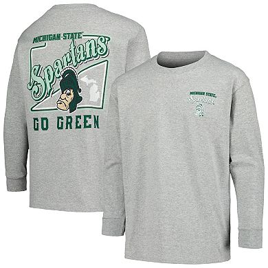 Youth Gray Michigan State Spartans Retro Script Long Sleeve T-Shirt