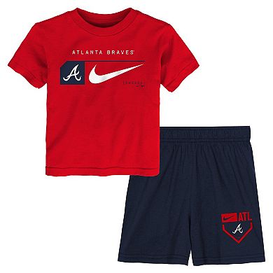 Preschool Nike Red/Navy Atlanta Braves Two-Piece T-Shirt & Shorts Set