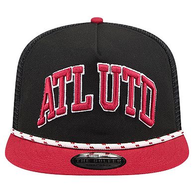 Men's New Era Black Atlanta United FC Throwback Golfer Snapback Hat