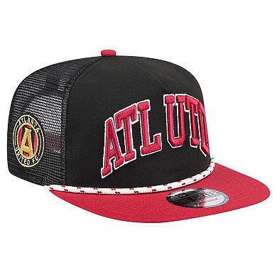 Men's New Era Black Atlanta United FC Throwback Golfer Snapback Hat