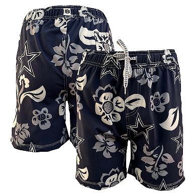 Youth Wes & Willy Navy Dallas Cowboys Floral Volley Swim Trunks