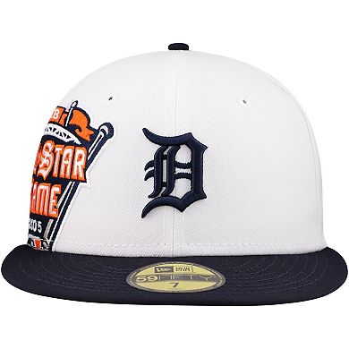 Men's New Era White/Navy Detroit Tigers Major Sidepatch 59FIFTY Fitted Hat