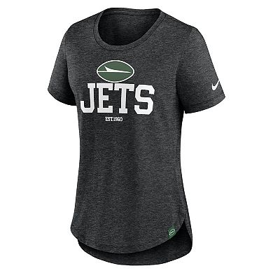 Women's Nike  Heather Black New York Jets Fashion Tri-Blend T-Shirt