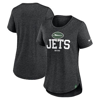 Women's Nike  Heather Black New York Jets Fashion Tri-Blend T-Shirt