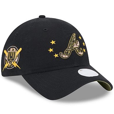 Women's New Era  Black Atlanta Braves 2024 Armed Forces Day 9TWENTY Adjustable Hat