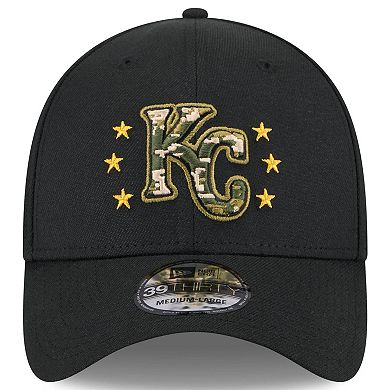 Men's New Era  Black Kansas City Royals 2024 Armed Forces Day 39THIRTY Flex Hat