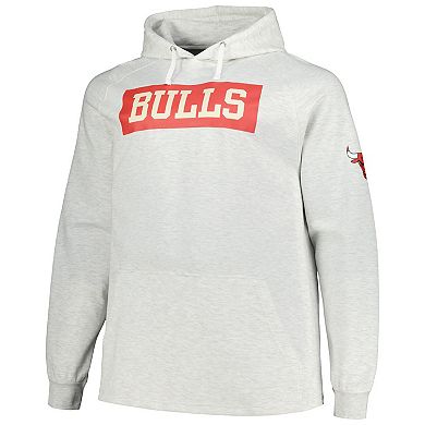 Men's Fanatics Branded Ash Chicago Bulls Big & Tall Raglan Tri-Blend Pullover Hoodie