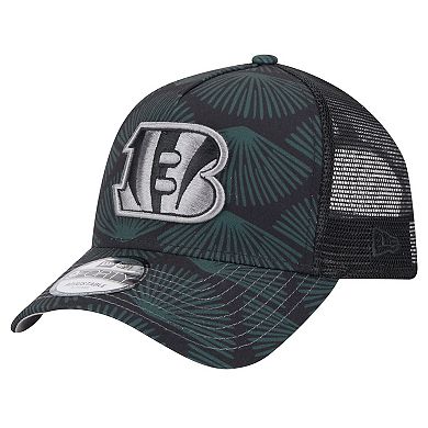 Men's New Era Black Cincinnati Bengals Agave Trucker 9FORTY Adjustable Hat