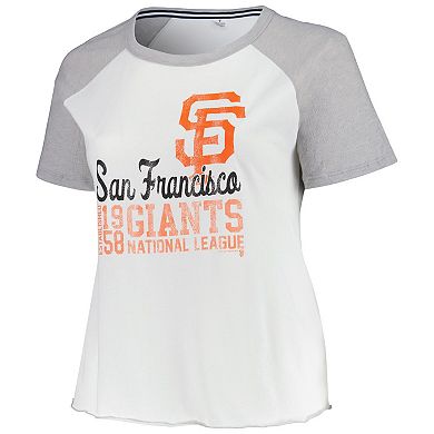 Women's Soft as a Grape White San Francisco Giants Plus Size Baseball Raglan T-Shirt
