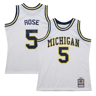 Men's Mitchell & Ness Jalen Rose White Michigan Wolverines 1991/92 Swingman Player Jersey