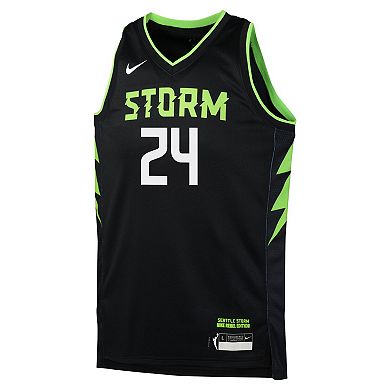 Youth Nike Jewell Loyd Black Seattle Storm 2024 Rebel Edition Jersey