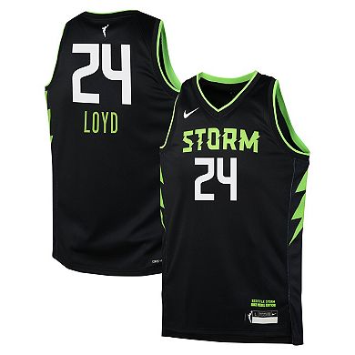 Youth Nike Jewell Loyd Black Seattle Storm 2024 Rebel Edition Jersey