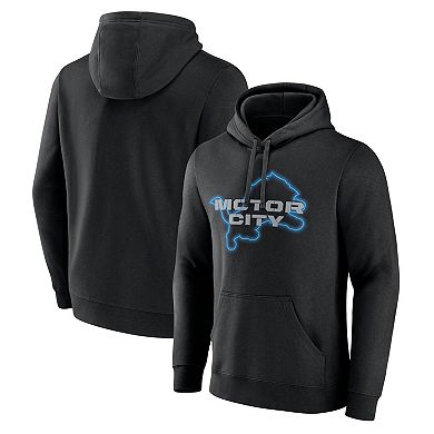 Men's Fanatics Branded  Black Detroit Lions Motor City Muscle Pullover Hoodie