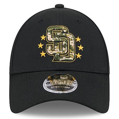 Men's New Era  Black San Diego Padres 2024 Armed Forces Day 9FORTY Adjustable Hat