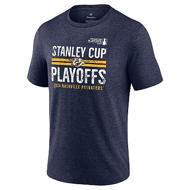 Men's Fanatics Branded  Navy Nashville Predators 2024 Stanley Cup Playoffs Crossbar Tri-Blend T-Shirt
