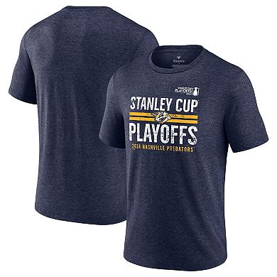 Men's Fanatics Branded  Navy Nashville Predators 2024 Stanley Cup Playoffs Crossbar Tri-Blend T-Shirt