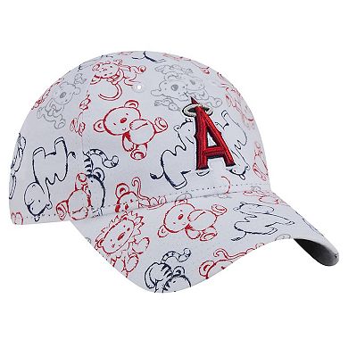 Toddler New Era White Los Angeles Angels Animal 9FORTY Flex Hat