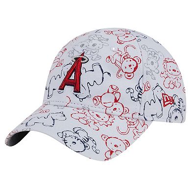 Toddler New Era White Los Angeles Angels Animal 9FORTY Flex Hat