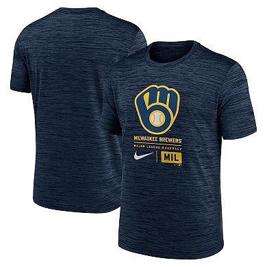 Men's Nike Navy Milwaukee Brewers Large Logo Velocity T-Shirt