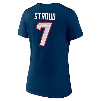 Women's Fanatics Branded C.J. Stroud Navy Houston Texans Icon Player Name & Number V-Neck T-Shirt