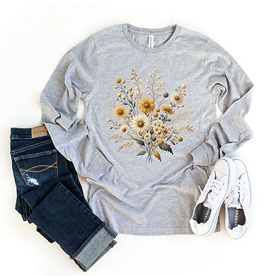 Cream And Gold Bouquet Long Sleeve Graphic Tee