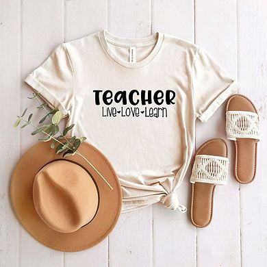 Teacher Live Love Learn Short Sleeve Graphic Tee