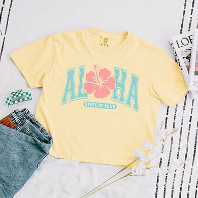 Aloha State Of Mind Flower Relaxed Fit Cropped Tee